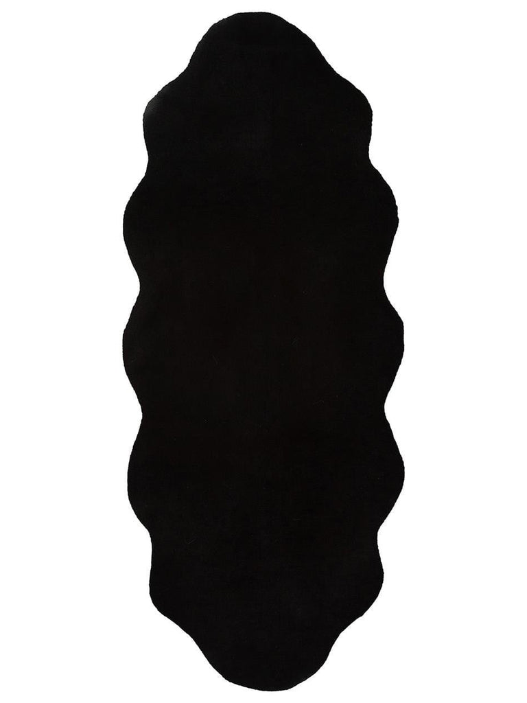 Bunny New Soft Texture Long Hair Washable Rabbit Pelt BLACK DOUBLE N