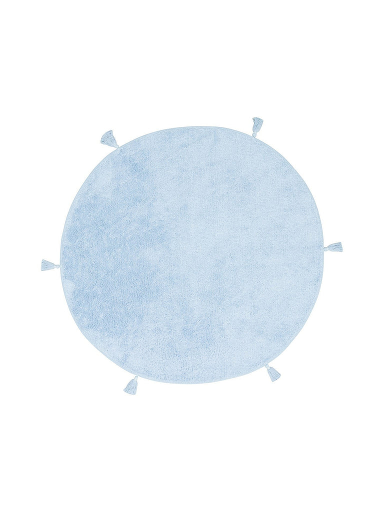 سجادة أطفال قطنية 100% طبيعية قابلة للغسل بقاعدة مانعة للانزلاق PLAIN BLUE Q