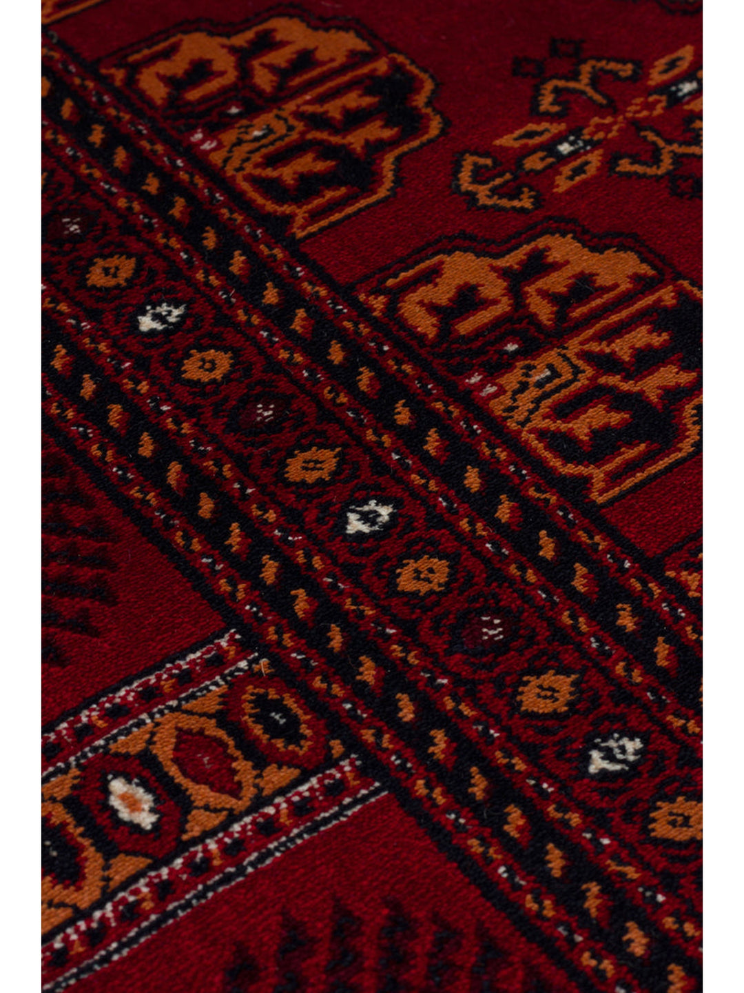 Paghman Series Afghan Patterned Viscose Dense Woven Non-Slip Based Thin Machine-Made Carpet 03 RED