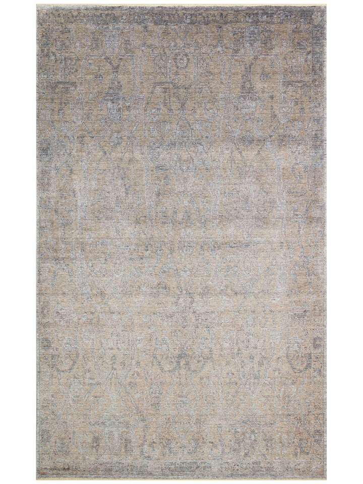Çırağan %100 Naturel Özel Işıltılı El Emeği ile Özel Tezgahlarda Üretilen TENCEL™ Uşak Halısı 01 BEG - Carpetdocia