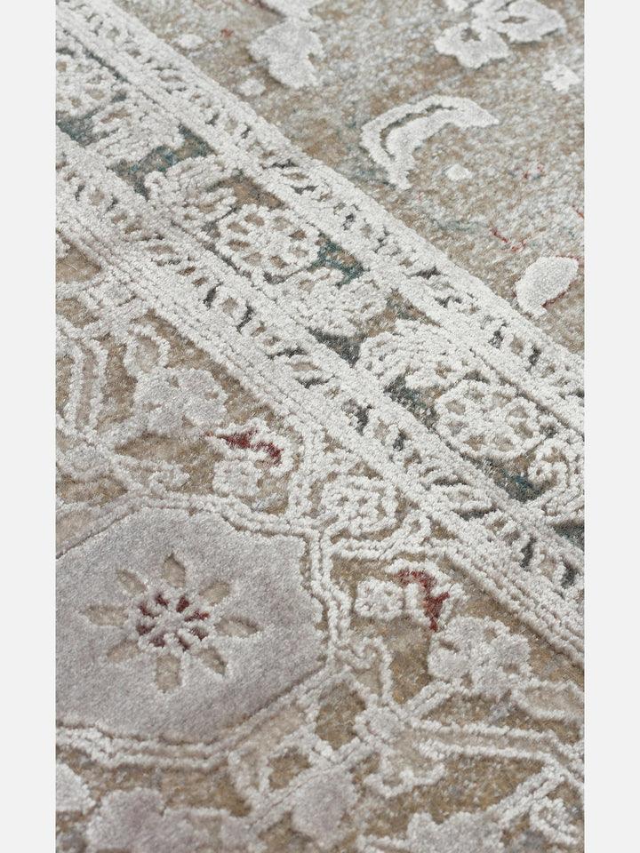 Golden Serisi %100 Naturel Yumuşak Dokulu Vintage Esintilere Sahip Sık Dokuma Salon Halısı 02 GREY - Carpetdocia