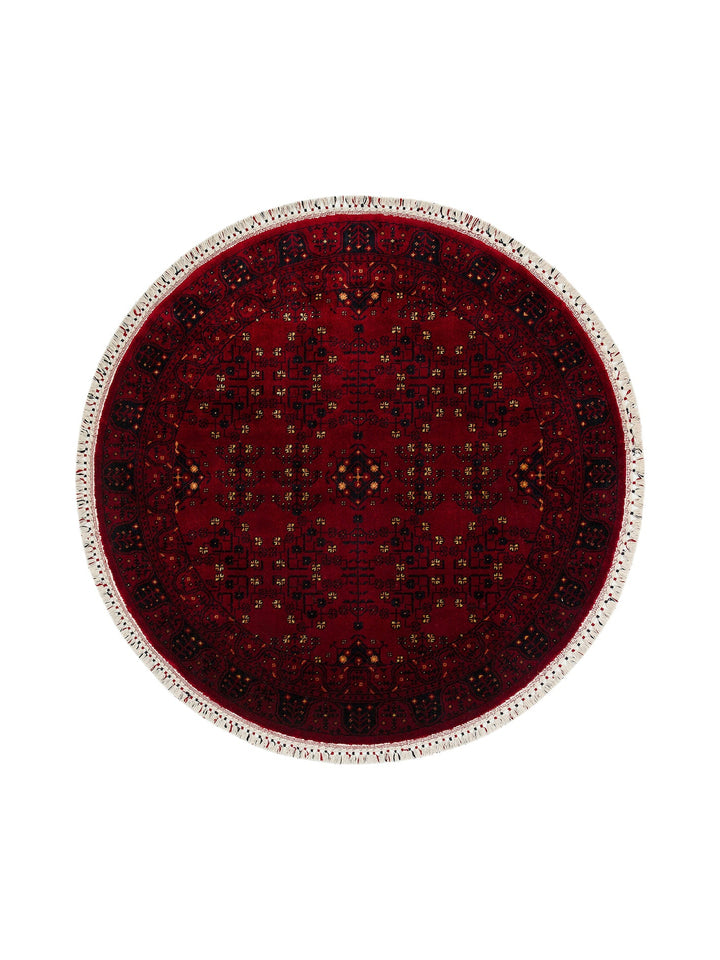 Kabil Afgan Desenli El Emeğiyle Özel Tezgahlarda Üretilen TENCEL™ Uşak Halısı 959 RED Q - Carpetdocia