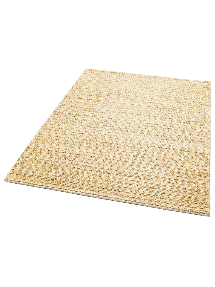 Knit Jüt Farklı Örgü Dokusuna Sahip El Dokuma Naturel Jüt Hasır Halı TRIPLE CREAM XW - Carpetdocia
