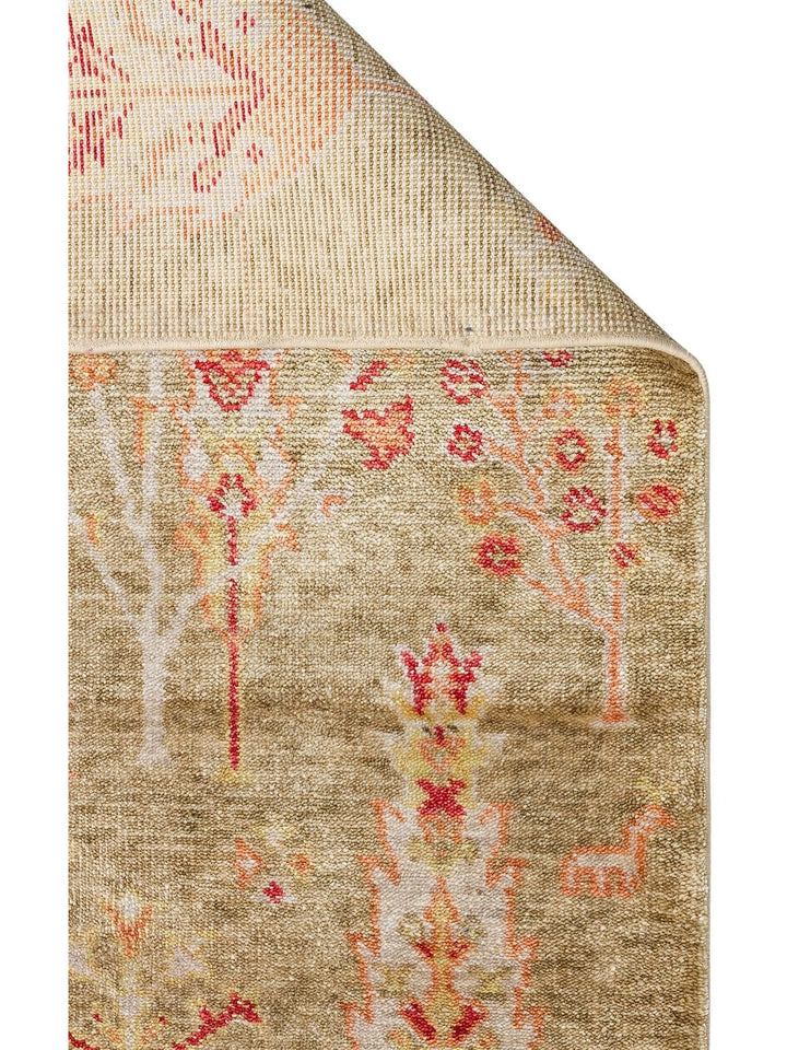 Oushak Carnaval %100 Naturel Kolay Temizlenir El Emeğiyle Üretilen TENCEL™ Modern Uşak Halısı 08 GREEN AUTUMN - Carpetdocia