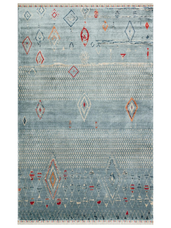 Oushak Carnaval 100% Natural Easy to Clean Handcrafted TENCEL™ Modern Uşak Carpet 15 AQUA MULTY