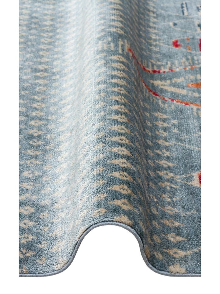 Oushak Carnaval 100% Natural Easy to Clean Handcrafted TENCEL™ Modern Uşak Carpet 15 AQUA MULTY