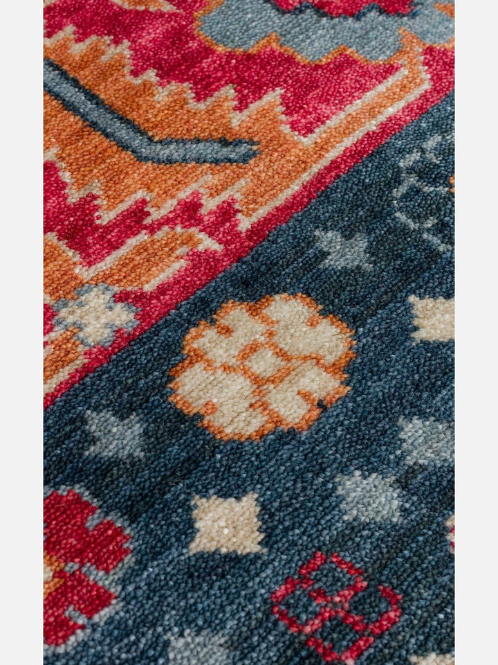 Oushak Carnaval %100 Naturel Kolay Temizlenir El Emeğiyle Üretilen TENCEL™ Modern Uşak Halısı 17 NAVY MULTY - Carpetdocia