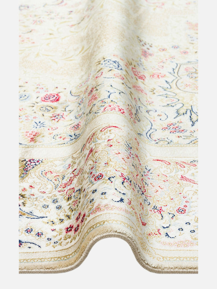 Topkapı Serisi Yüksek Kalite Sık Dokuma Klasik Desenli Özel Işıltılı Salon Halısı 06 CREAM - Carpetdocia