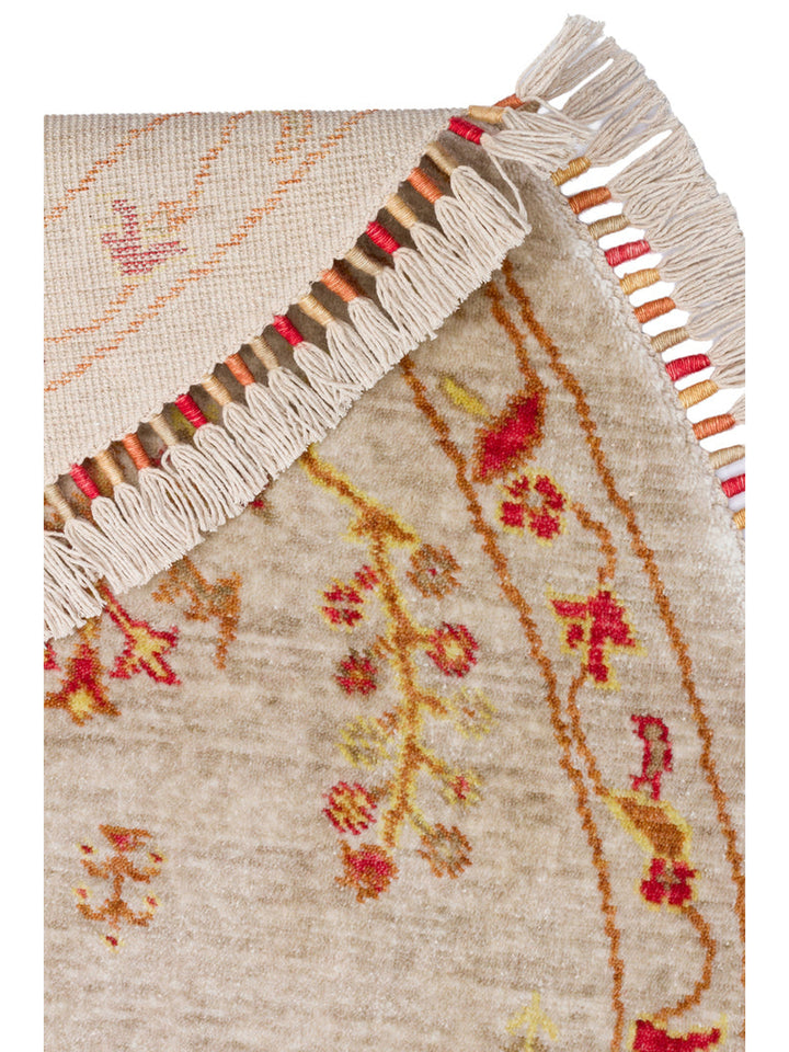 Oushak Carnaval %100 Naturel Kolay Temizlenir El Emeğiyle Üretilen TENCEL™ Modern Uşak Halısı 08 BEIGE AUTUMN Q