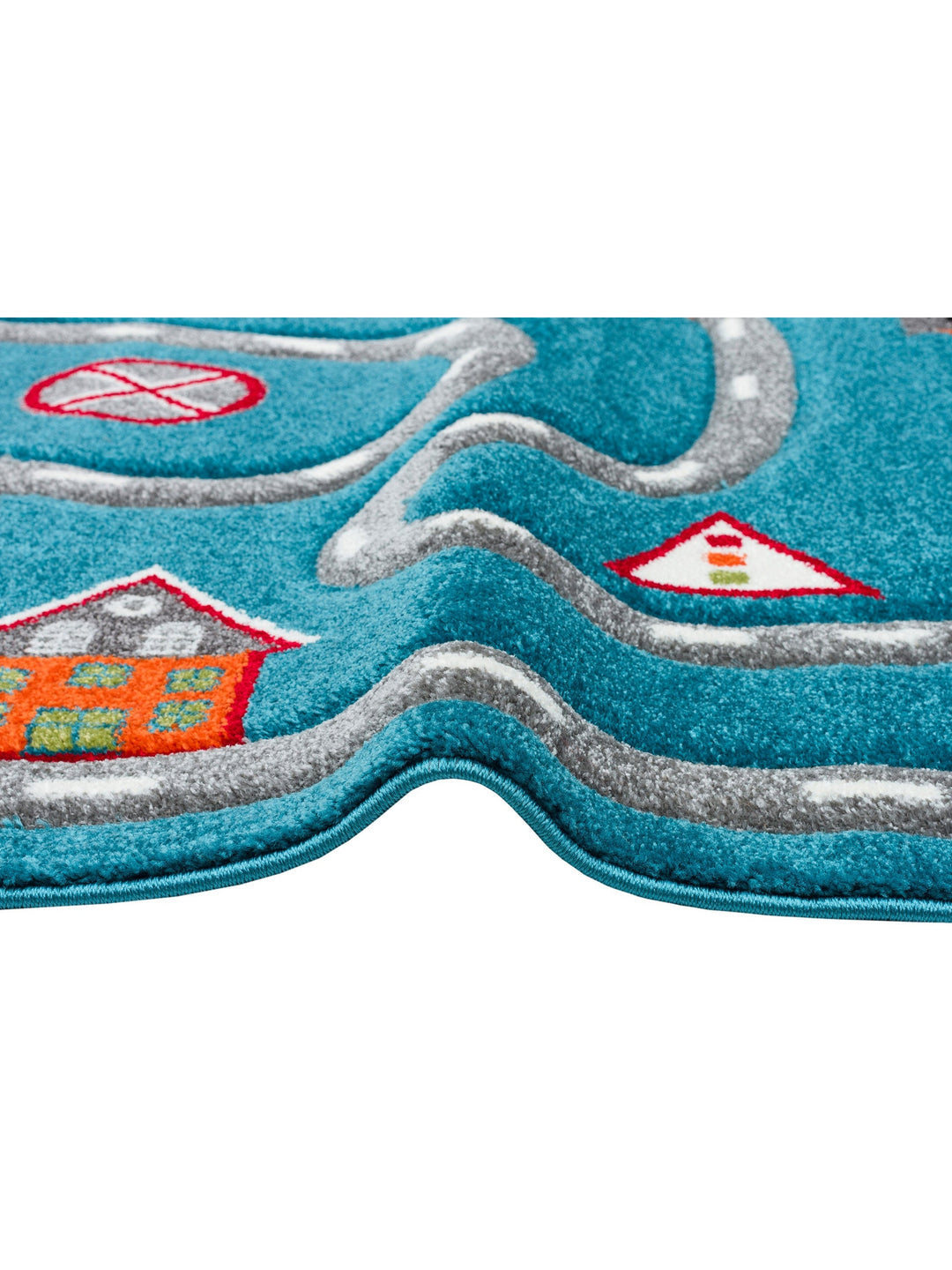 Carpetdocia Kids Eğlenceli Araba Yarışı Temalı Çocuk Halısı 19 BLUE GREY - Carpetdocia