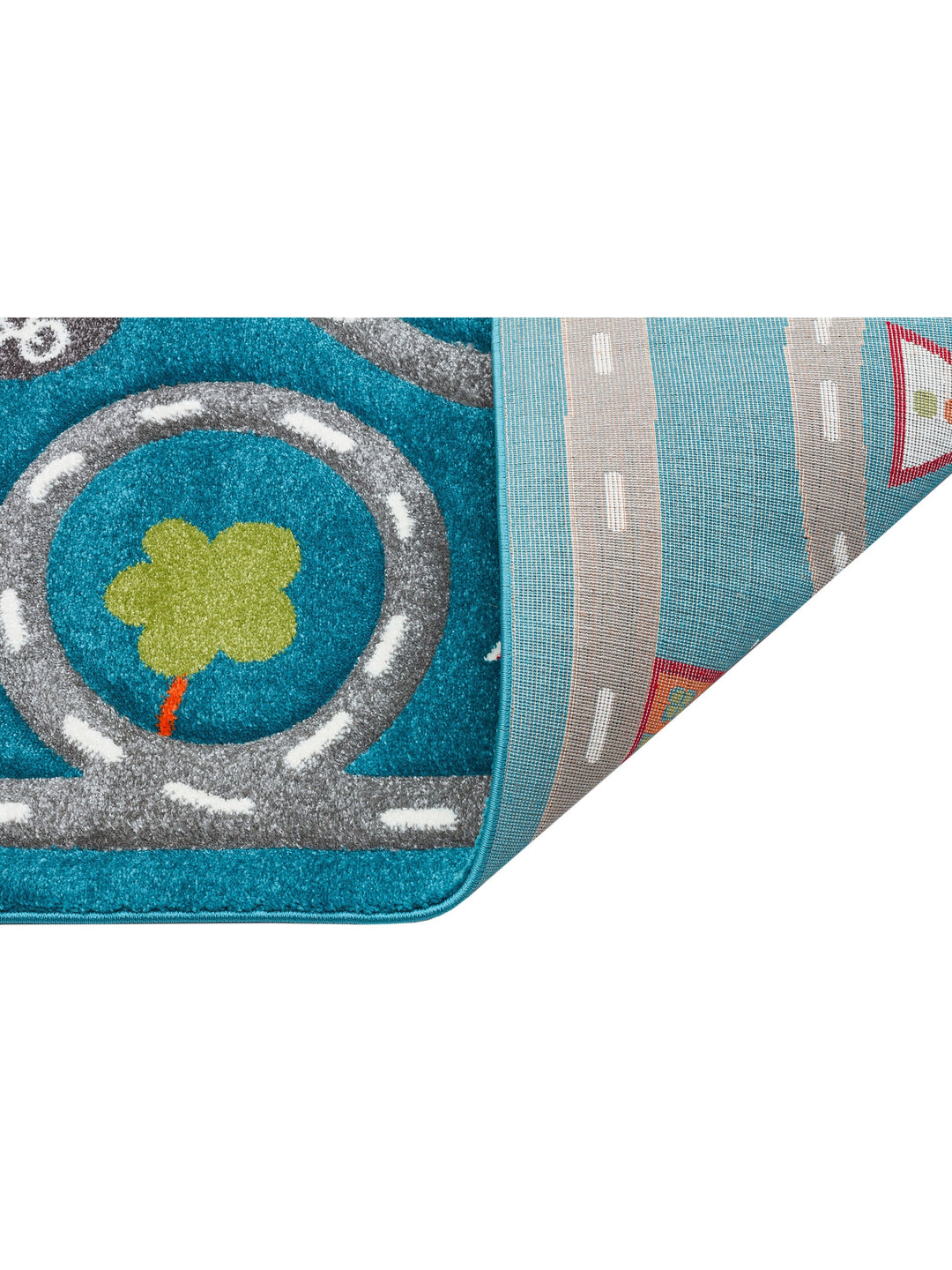 Carpetdocia Kids Eğlenceli Araba Yarışı Temalı Çocuk Halısı 19 BLUE GREY - Carpetdocia