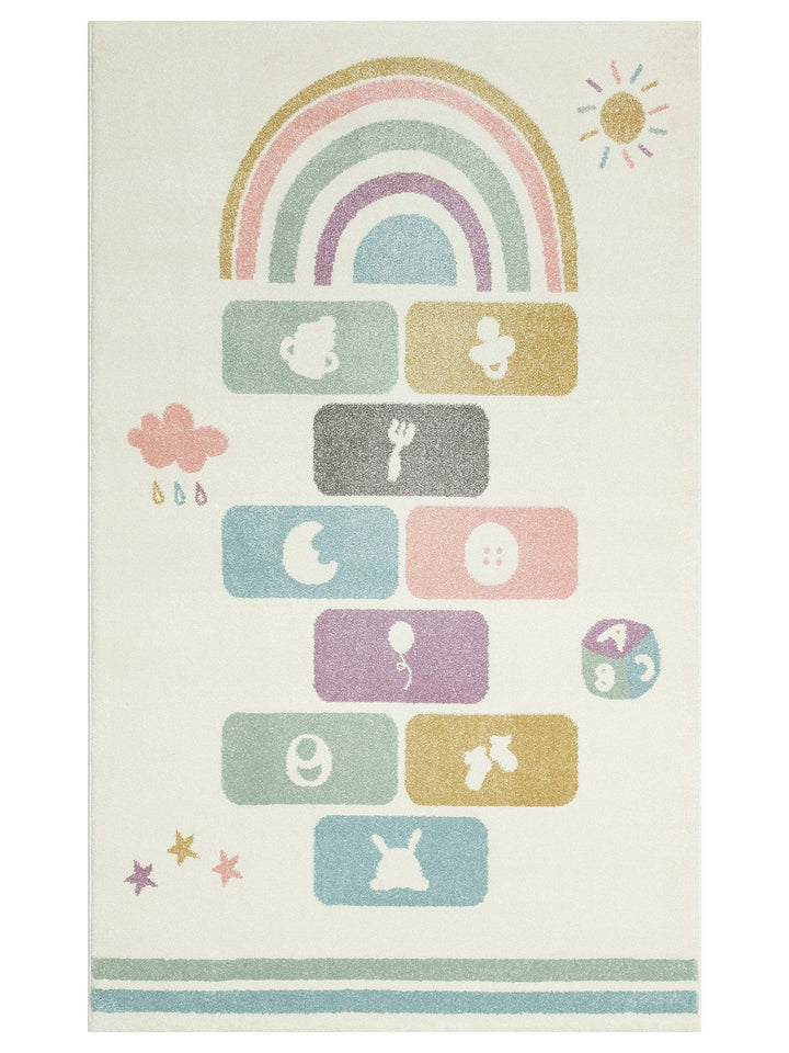 Carpetdocia Kids Eğlenceli Sek Sek Temalı Çocuk Halısı 25 PASTEL - Carpetdocia