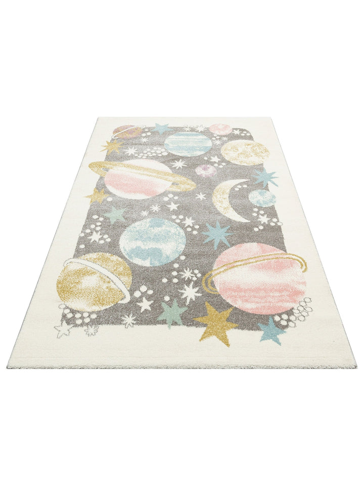 Carpetdocia Kids Eğlenceli Uzay ve Gezengen Temalı Çocuk Halısı 23 PASTEL - Carpetdocia