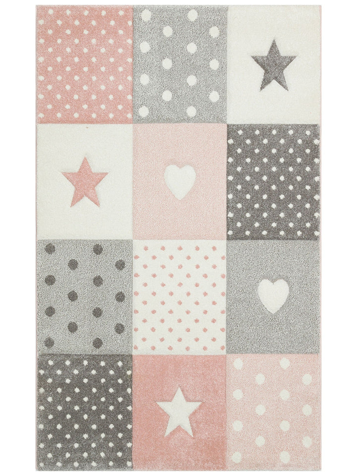 Carpetdocia Kids Eğlenceli Çocuk Halısı 05 GREY PINK - Carpetdocia