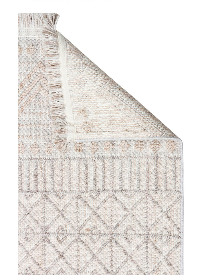 Comfy Modern Desenli Oturma Odası Koridor Antre Yatak Odası Örgü Dokuma Halı 02 GREY BEIGE - Carpetdocia