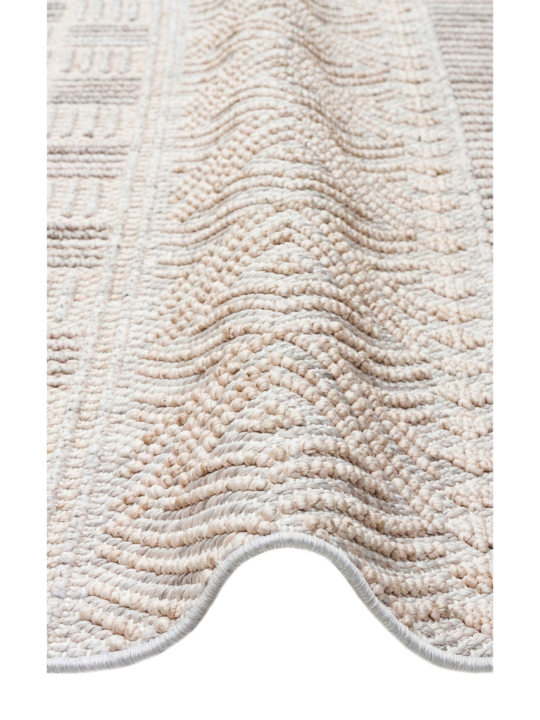 Comfy Modern Desenli Oturma Odası Koridor Antre Yatak Odası Örgü Dokuma Halı 02 GREY BEIGE - Carpetdocia