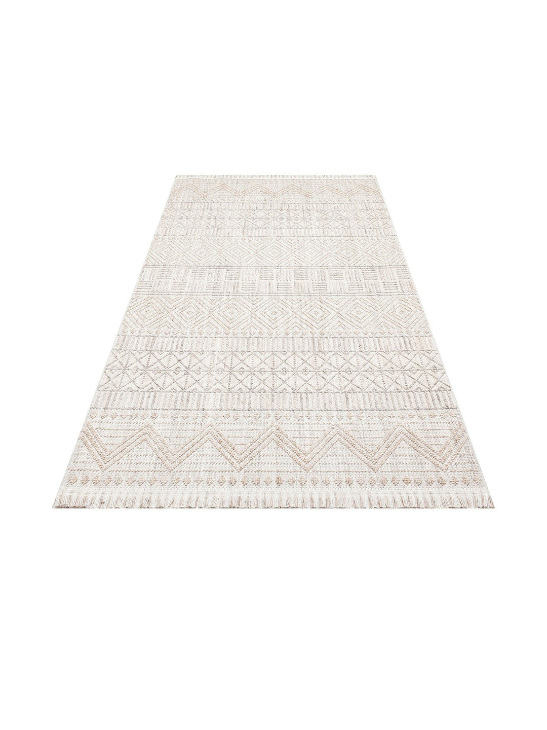 Comfy Modern Desenli Oturma Odası Koridor Antre Yatak Odası Örgü Dokuma Halı 02 GREY BEIGE - Carpetdocia
