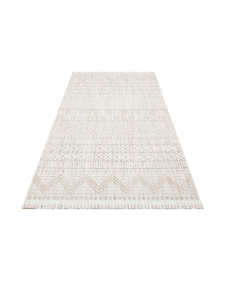 Comfy Modern Desenli Oturma Odası Koridor Antre Yatak Odası Örgü Dokuma Halı 02 GREY BEIGE - Carpetdocia