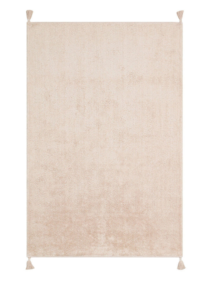 Cotton Baby %100 Naturel Pamuk Yıkanabilir Kaymaz Tabanlı Bebek Halısı PLAIN BEIGE - Carpetdocia