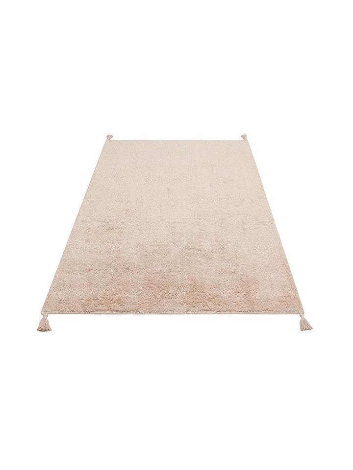 Cotton Baby %100 Naturel Pamuk Yıkanabilir Kaymaz Tabanlı Bebek Halısı PLAIN BEIGE - Carpetdocia