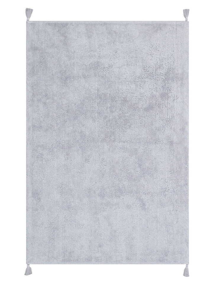 Cotton Baby %100 Naturel Pamuk Yıkanabilir Kaymaz Tabanlı Bebek Halısı PLAIN GREY - Carpetdocia