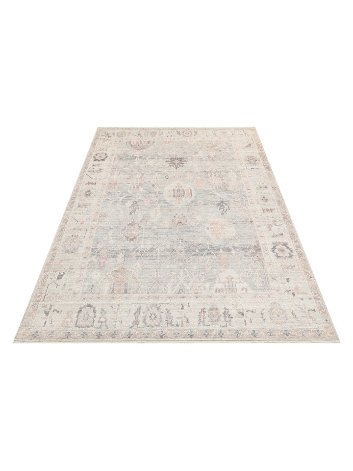 Floransa Serisi Pastel Tonlara Sahip Vintage Desenli Şık Halı 02 SKY - Carpetdocia