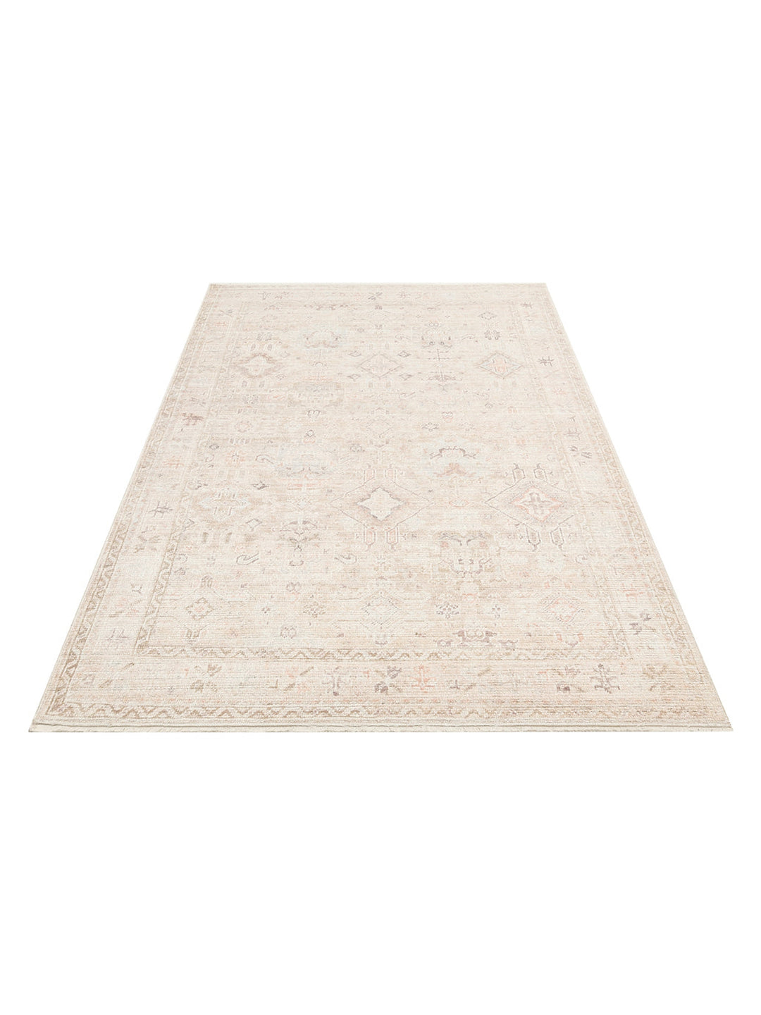 Floransa Serisi Pastel Tonlara Sahip Vintage Desenli Şık Halı 03 BEIGE - Carpetdocia