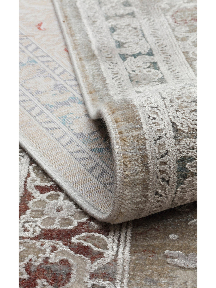 Golden Serisi %100 Naturel Yumuşak Dokulu Vintage Esintilere Sahip Sık Dokuma Salon Halısı 02 GREY - Carpetdocia