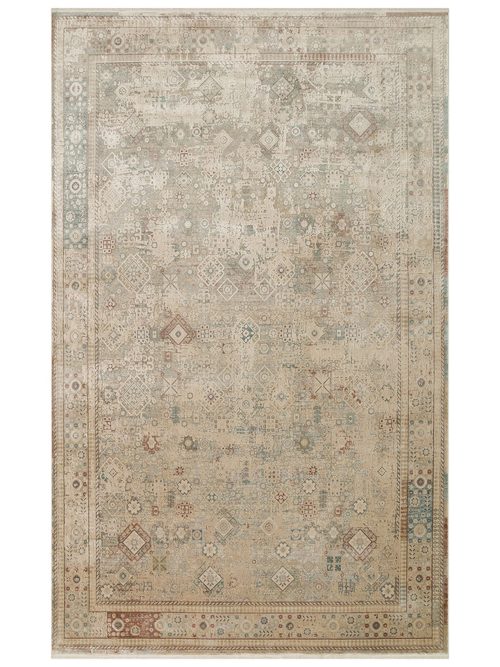 Golden Serisi %100 Naturel Yumuşak Dokulu Vintage Esintilere Sahip Sık Dokuma Salon Halısı 03 BEIGE - Carpetdocia