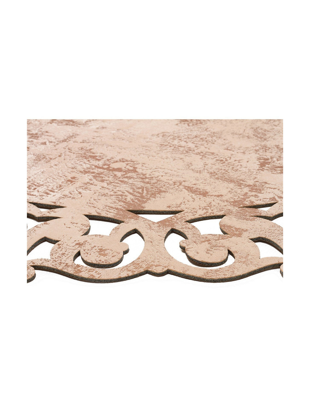 Gravür Klasik Ve Modern İşleme ve Oymaya Sahip Parlak Bordürlü Suni Deri Halı 05 BEIGE COPPER Q - Carpetdocia