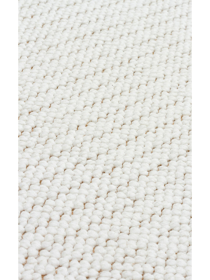 Mali Yumuşak Tuşeli Örgü Dokuma Oturma Odası Koridor Antre Yatak Odası Modern Halı PLAIN WHITE - Carpetdocia