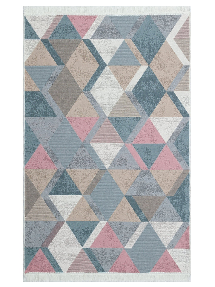 Maya %100 Naturel Pamuk Yıkanabilir Çift Taraflı Oturma Odası Mutfak Koridor Modern Kilim 10BLUPNK - Carpetdocia