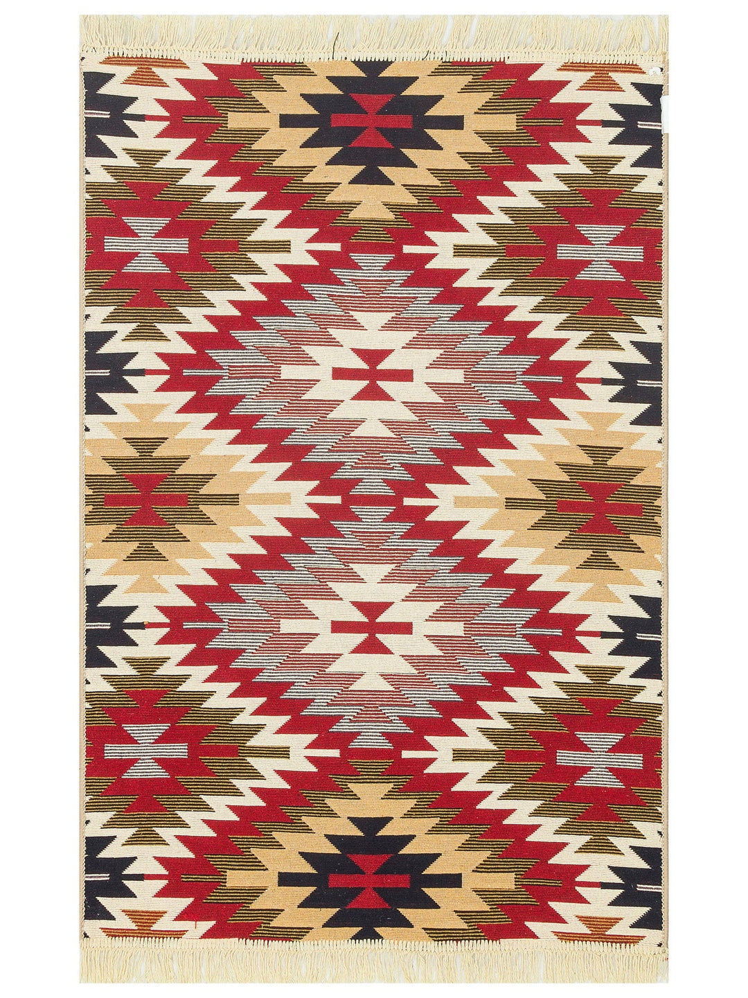 Maya %100 Naturel Pamuk Yıkanabilir Çift Taraflı Oturma Odası Mutfak Koridor Modern Kilim 33 RED - Carpetdocia