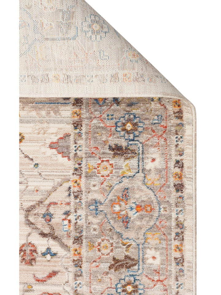 Nil Serisi Etnik ve Modern Desenli Renkli Saçaklı Oturma Odası Mutfak Halı 01 CREAM GREY - Carpetdocia