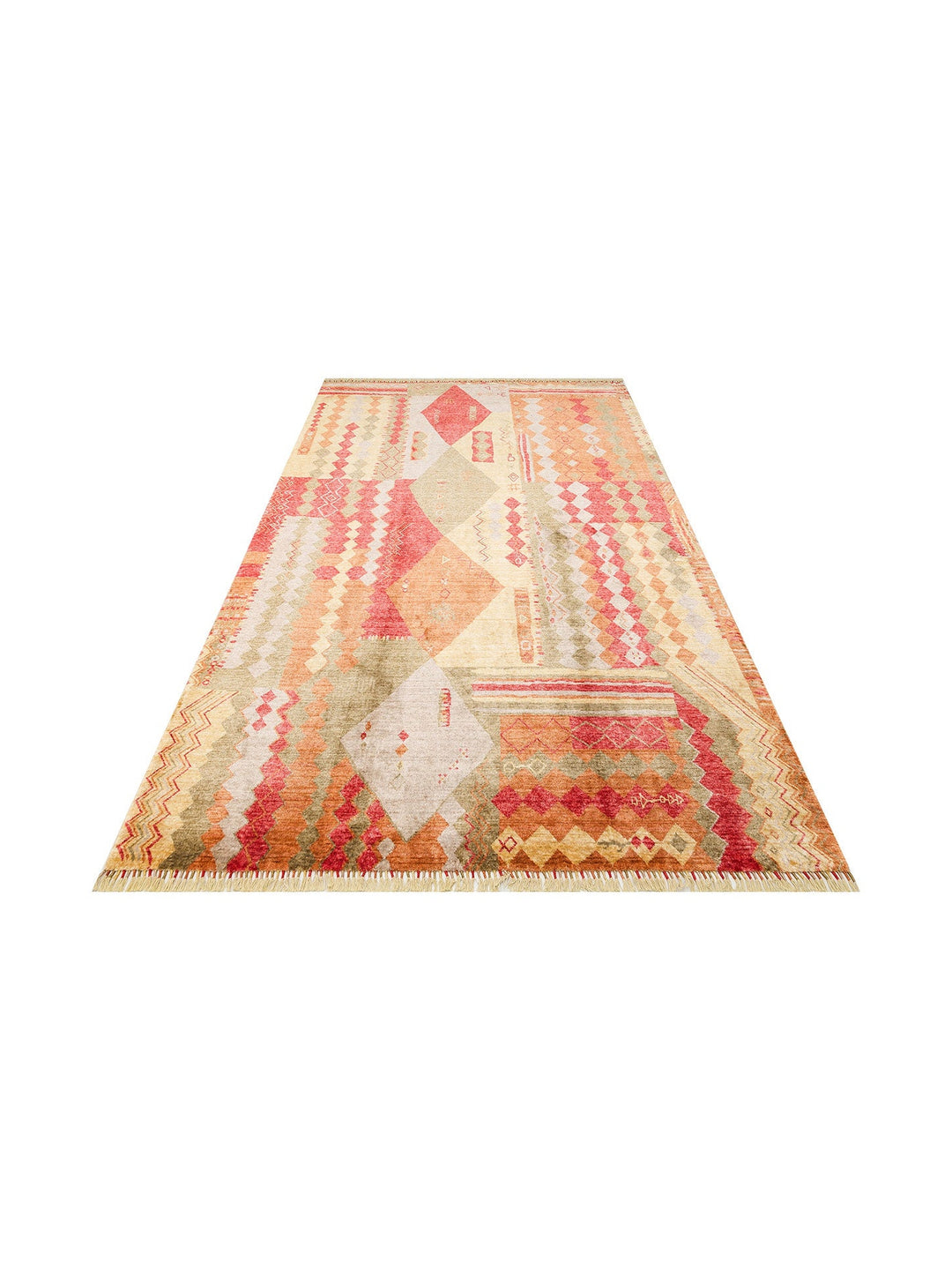 Oushak Carnaval %100 Naturel Kolay Temizlenir El Emeğiyle Üretilen Tensel Modern Uşak Halısı 10 RED - Carpetdocia
