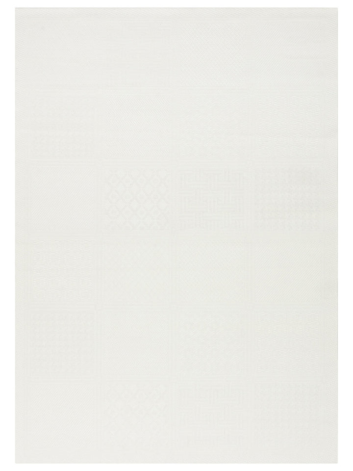 Resort Katlanabilir ve Yıkanabilir Şık Desenlere Sahip Düz Dokuma İnce Halı LUX 02 WHITE - Carpetdocia