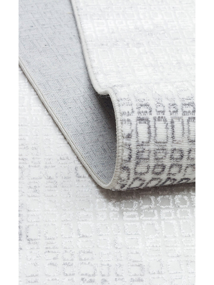 Smooth Yıkanabilir Kaymaz Parlak Oturma Odası Salon Koridor İnce Dokuma Modern Halı 108 CREAM GREY - Carpetdocia