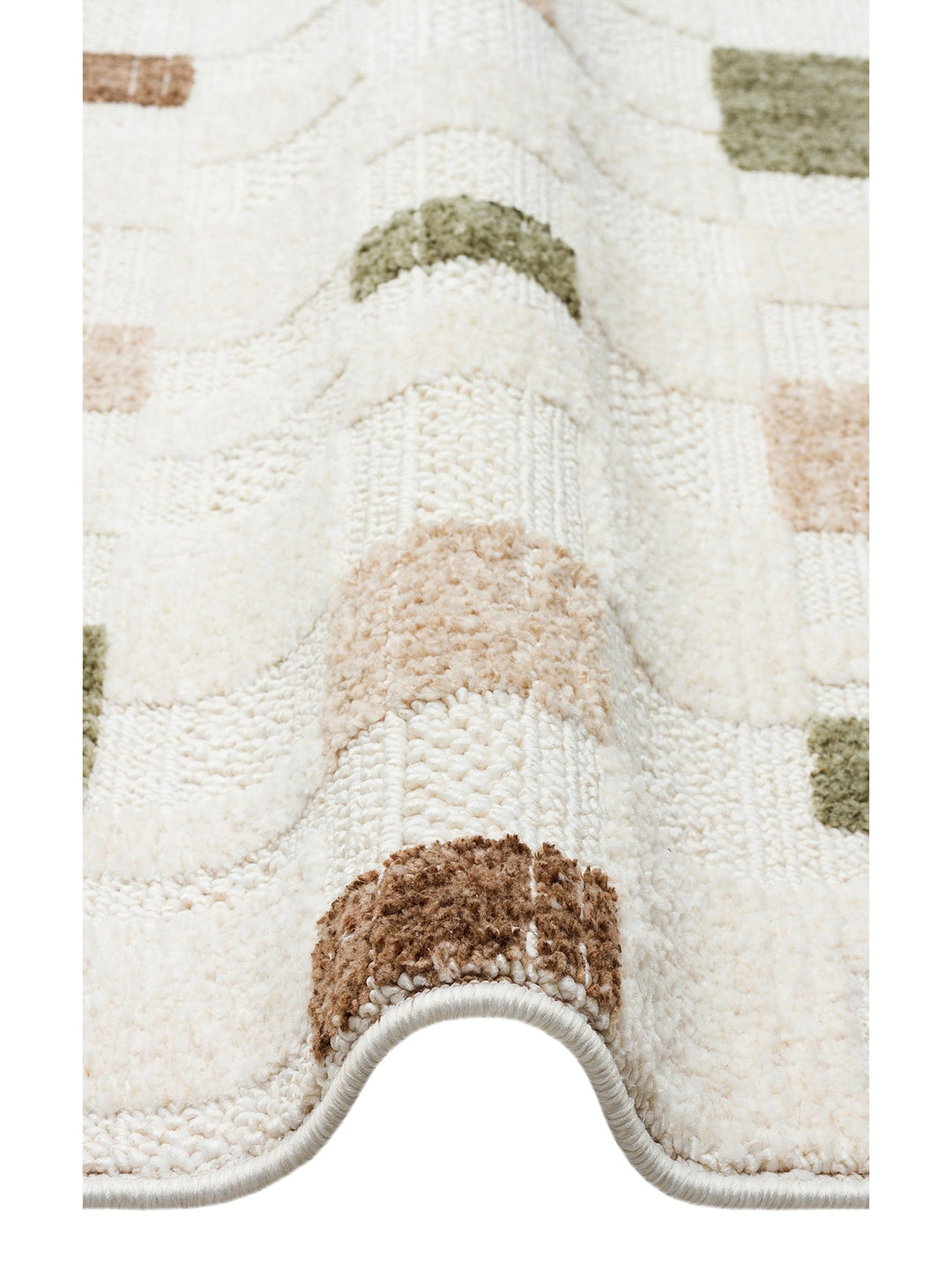 Style Hav Toz Vezmez Yumuşak Dokulu Oturma Odası Salon Koridor Antre Modern Halı 02 GREEN BEIGE - Carpetdocia