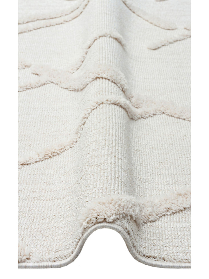 Tabasco Serisi Etnik Desenli Oturma Odası Salon Koridor Antre Modern İskindinav Halı TAB 03 WHITE - Carpetdocia