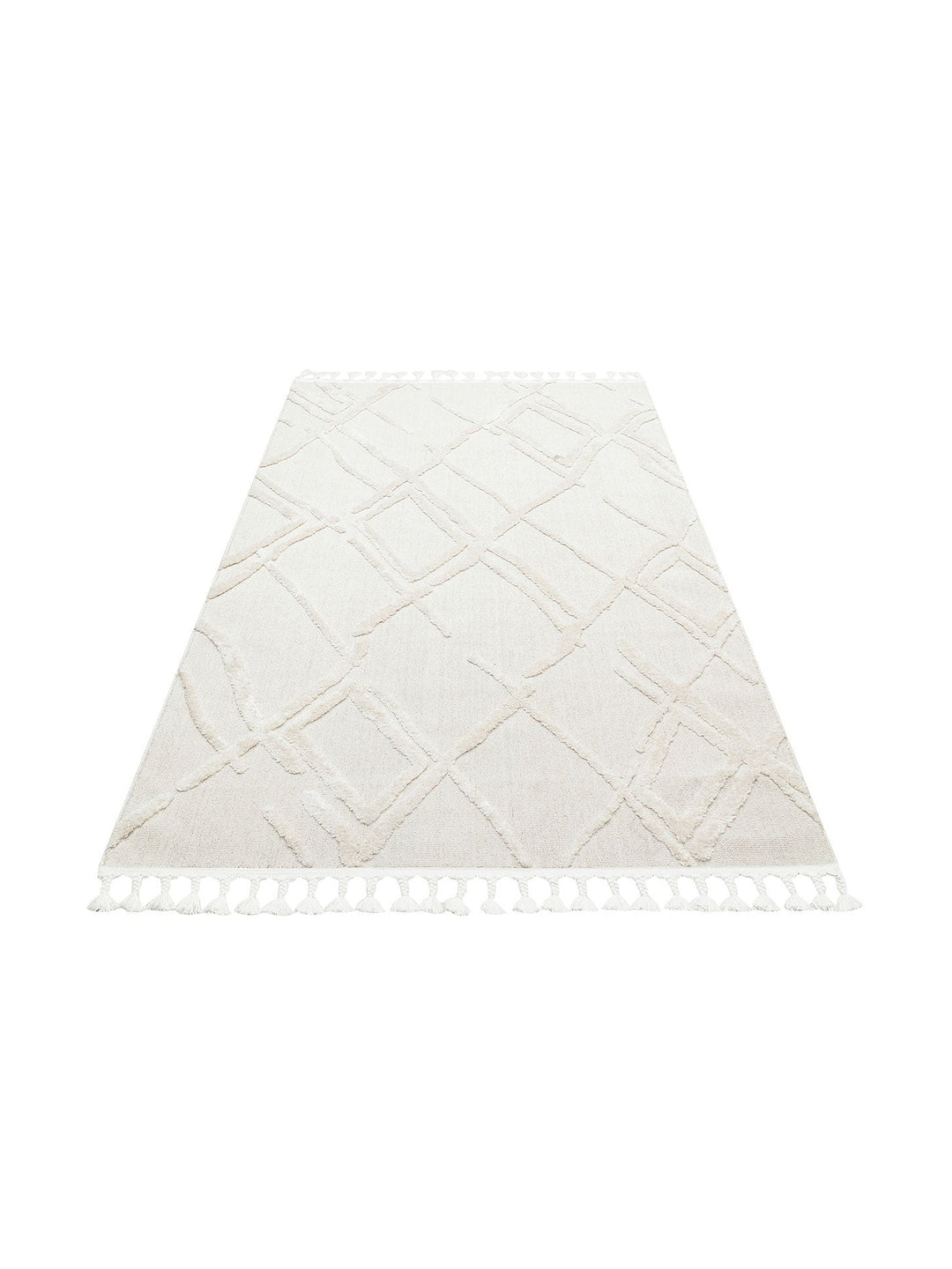 Tabasco Serisi Etnik Desenli Oturma Odası Salon Koridor Antre Modern İskindinav Halı TAB 03 WHITE - Carpetdocia