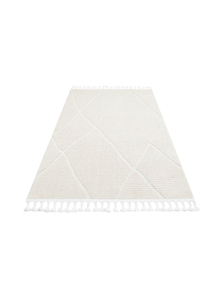Tabasco Serisi Etnik Desenli Oturma Odası Salon Koridor Antre Modern İskindinav Halı TAB 07 WHITE - Carpetdocia