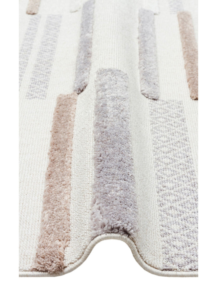 Tabasco Serisi Etnik Desenli Oturma Odası Salon Koridor Modern İskindinav Halı 01 WHITE GREY - Carpetdocia