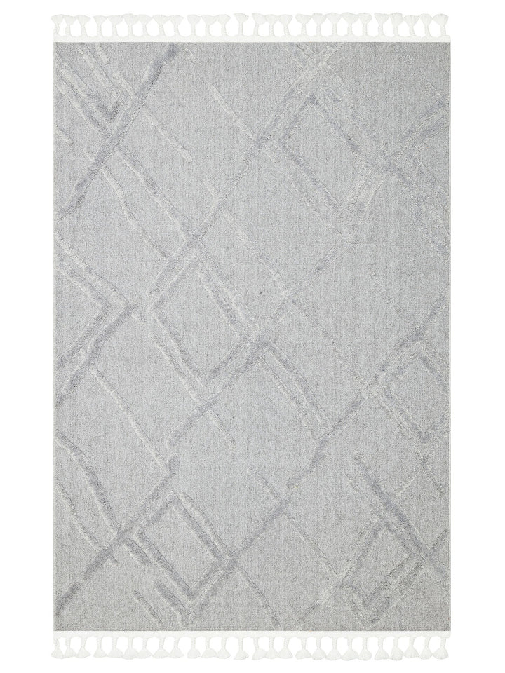 Tabasco Serisi Etnik Desenli Oturma Odası Salon Koridor Modern İskindinav Halı 03 GREY - Carpetdocia
