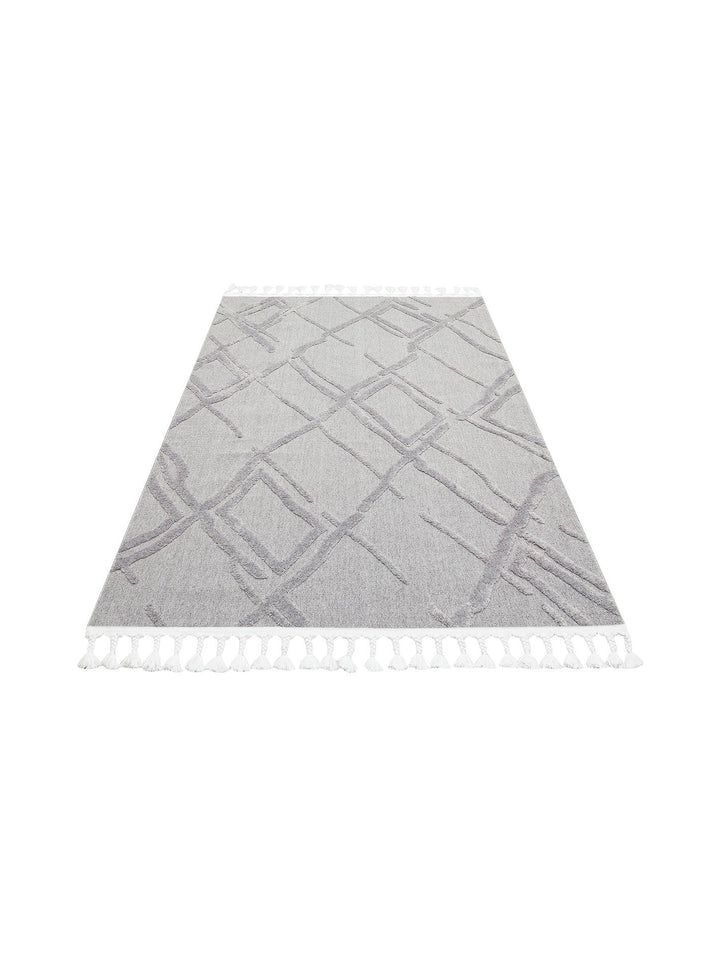 Tabasco Serisi Etnik Desenli Oturma Odası Salon Koridor Modern İskindinav Halı 03 GREY - Carpetdocia