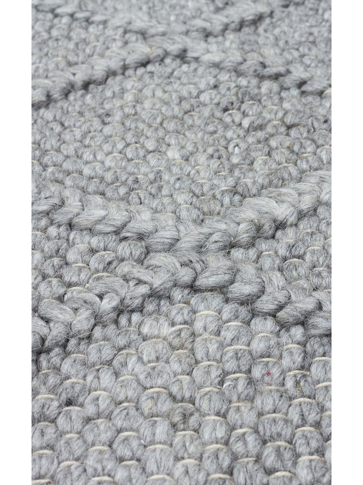 Woolstar %100 Naturel Kazak Desenli Salon Oturma Odası Koridor Antre El Dokuma Örgü Halı DIAMONDGREY - Carpetdocia
