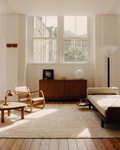 Brasilia Tappeto speciale a telaio nero moderno, semplice ed elegante prodotto a mano in TENCEL™ PLAIN BEIGE
