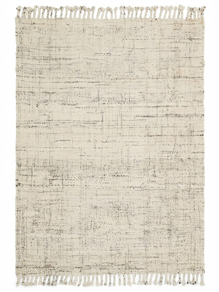 Hitit Série Tapis tissé main traditionnel en laine et jute 100 % naturelle pour salon, séjour, chambre WHITE
