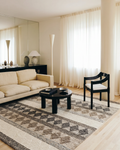 Tapis tricoté fait main pour salon, couloir, entrée à motif kazak 100 % laine naturelle Woolstar JD 01 GREY