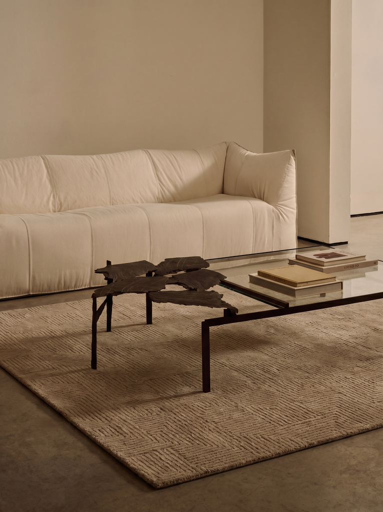 Tappeto tessuto a mano in misto lana e cotone della serie Milano BEIGE