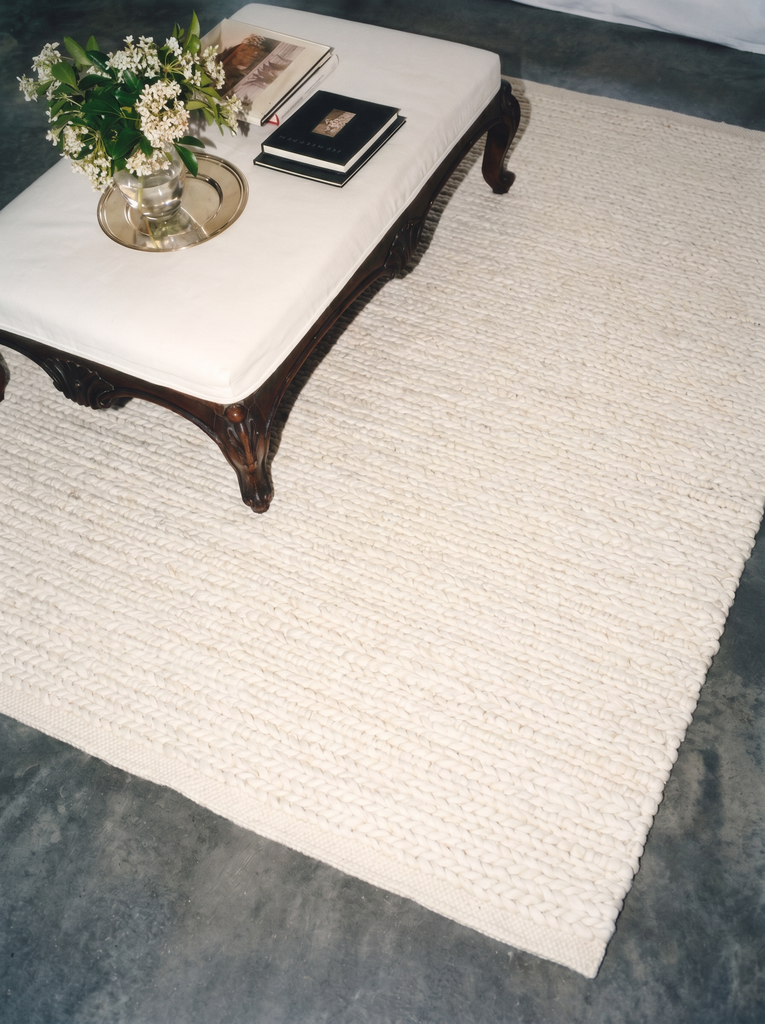 Tappeto fatto a mano Woolstar al 100% Lana Naturale con Motivo Kazak per Salotto, Soggiorno, Corridoio, Ingresso 07 WHITE